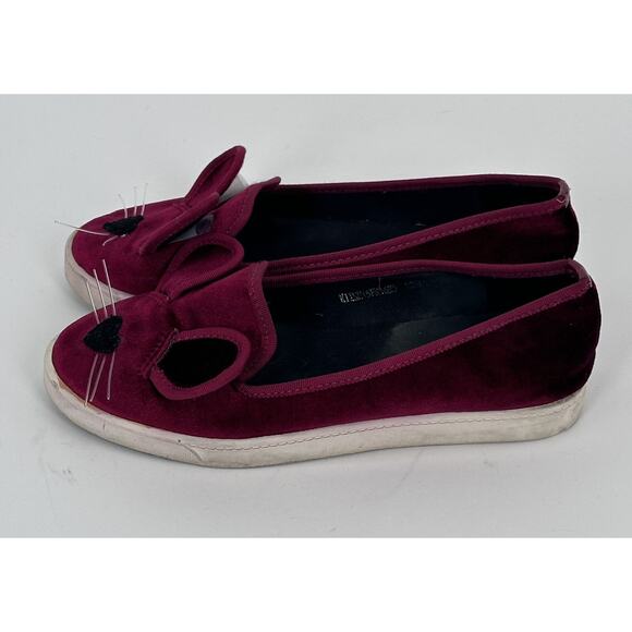 ⭐️ Katie Judith Shoe Flats Burgundy Velvet Mouse Sz 35 - Picture 5 of 10